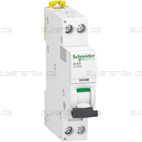 Миниатюрен прекъсвач (MCB), Acti9 iC40N, 1P+N, 6A, D крива, 6000A (IEC/EN 60898-1), 10kA (IEC/EN 60947-2)